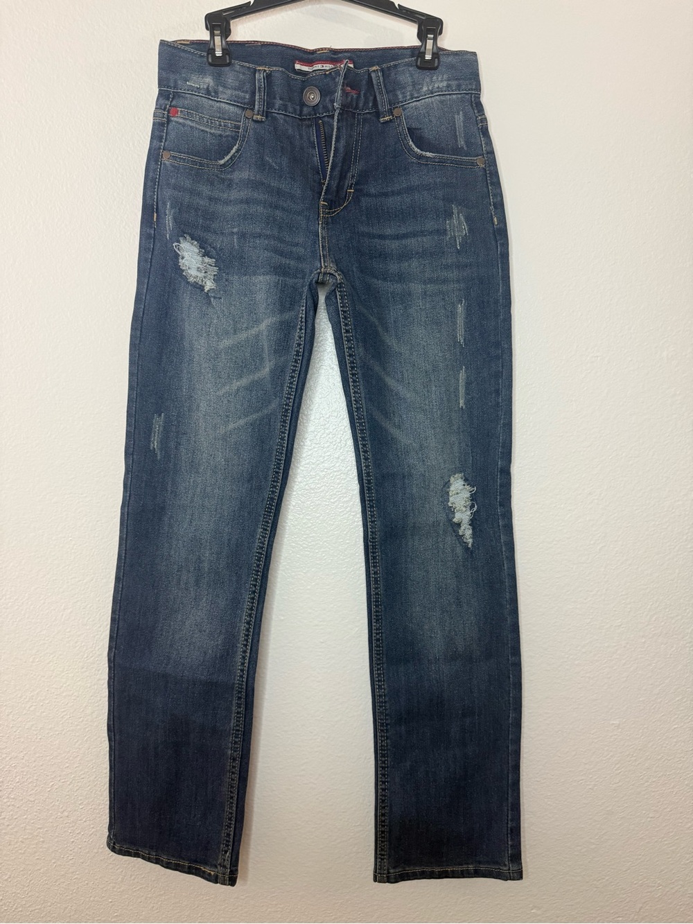 Tommy Hilfiger Distressed Straight-Leg Jeans - Blue